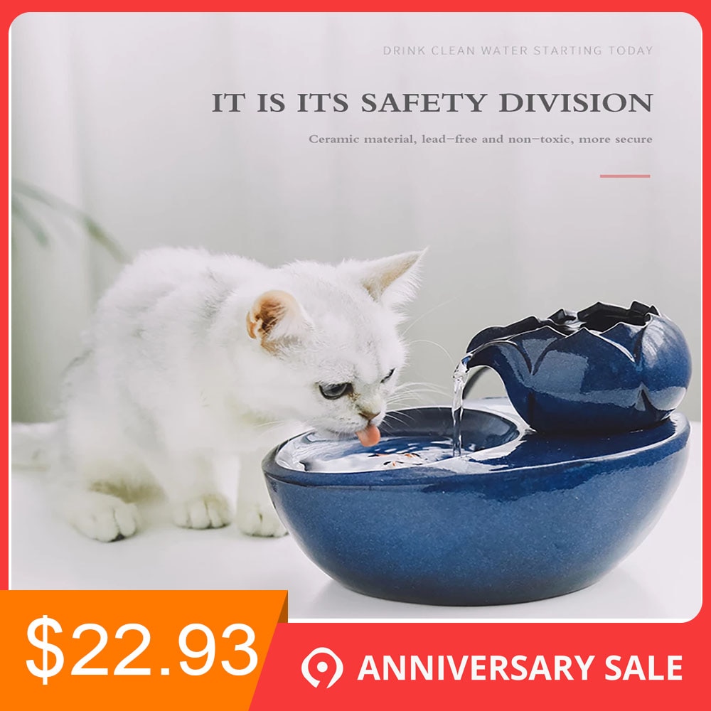 Pet Automatic Circulation Water Dispenser Pet Supplies Lotus Flower Shape Fountain Water Basin Drinker For Cat Dog