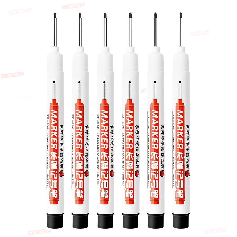 Rotulador de Punta larga de 6 piezas, puede agregar tinta, agujero profundo, bolígrafo largo, escribir tinta blanca y negra, posicionamiento de fábrica multipropósito, Punta 0,7-1,0: Blanco