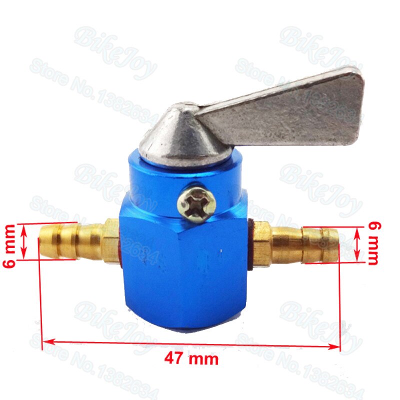 2pcs/pack Blue 1/4" CNC Gas Fuel Tap 6mm For Shut Off Inline Petcock Valve ATV Quad Pit Dirt Bike