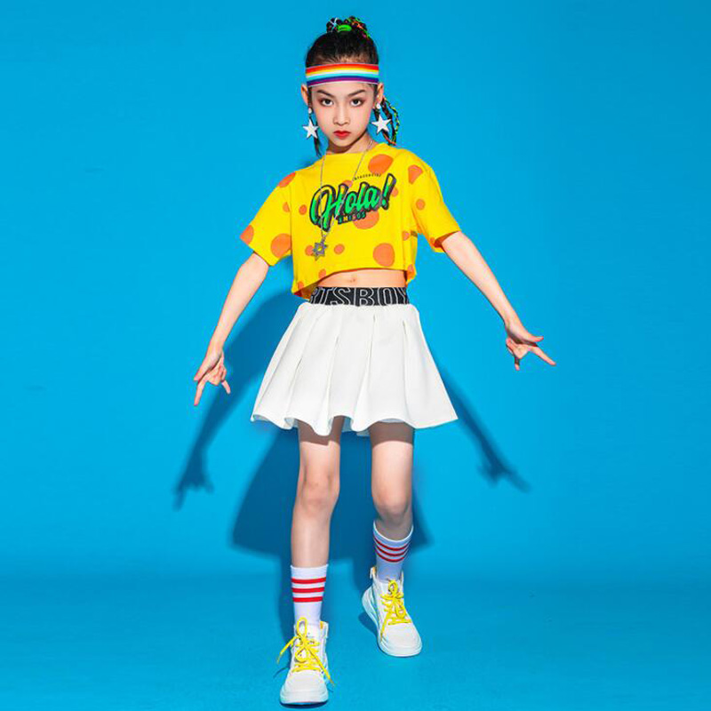 Kids Hip Hop Dacning Clothing Festival Outfits Loose Tshirt Streetwear Mini Skirt For Girls Jazz Dance Wear Costume Clothes Set