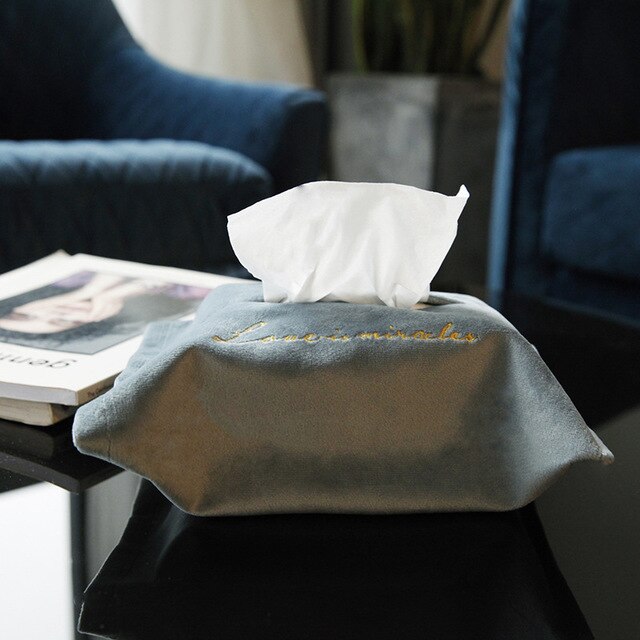 Nordic Embroidery Velvet Tissue Box Cloth Tissue Cover Home Car Pumping Storage Box Kitchen Desktop Decoration Organization: 15
