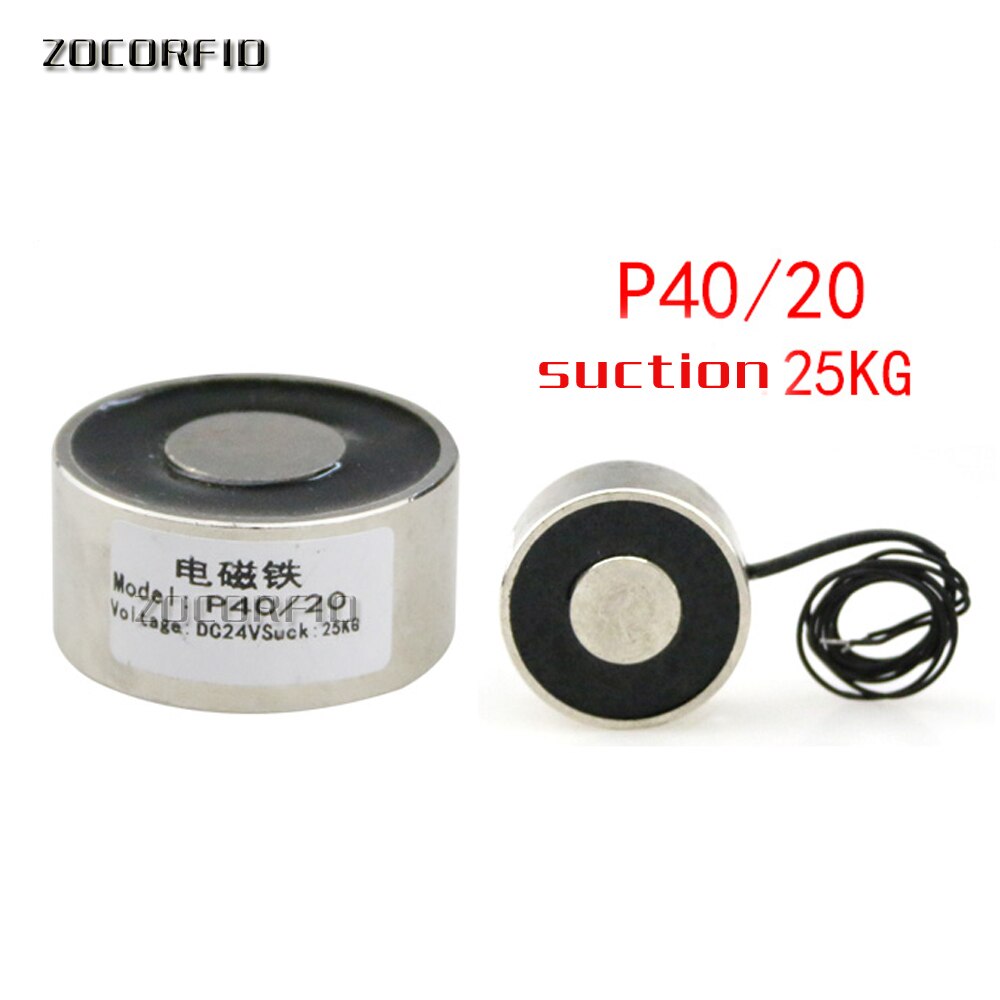 P40/20 DC Solenoid Electromagnet,Round Electro Holding Magnet Electro Holding Force 25KG 12V 24V