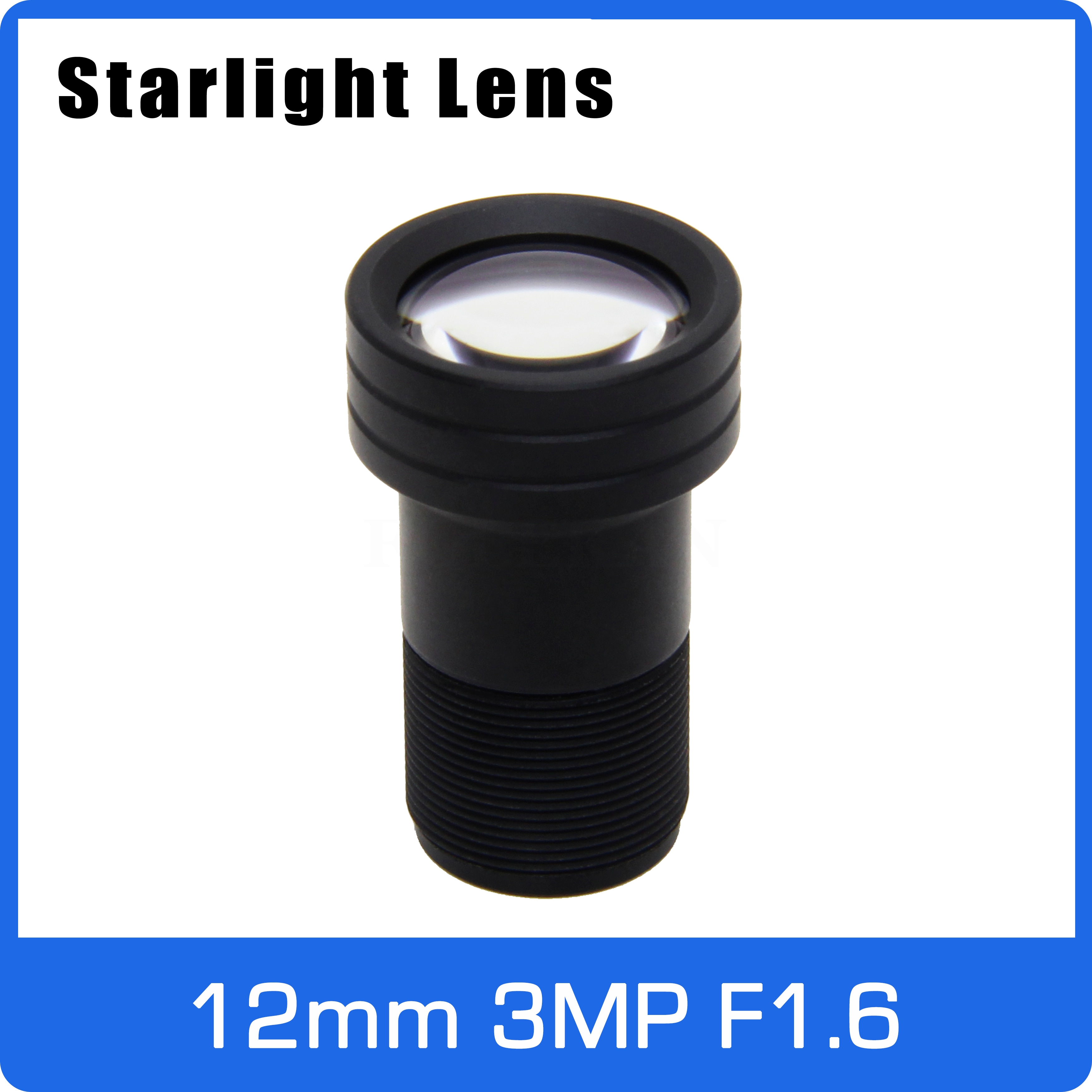 Starlight lens 3mp 12mm fast blenderåpning  f1.6 stor vinkel for sony imx 290/291/307/327 svakt lys cctv ahd ip kamera