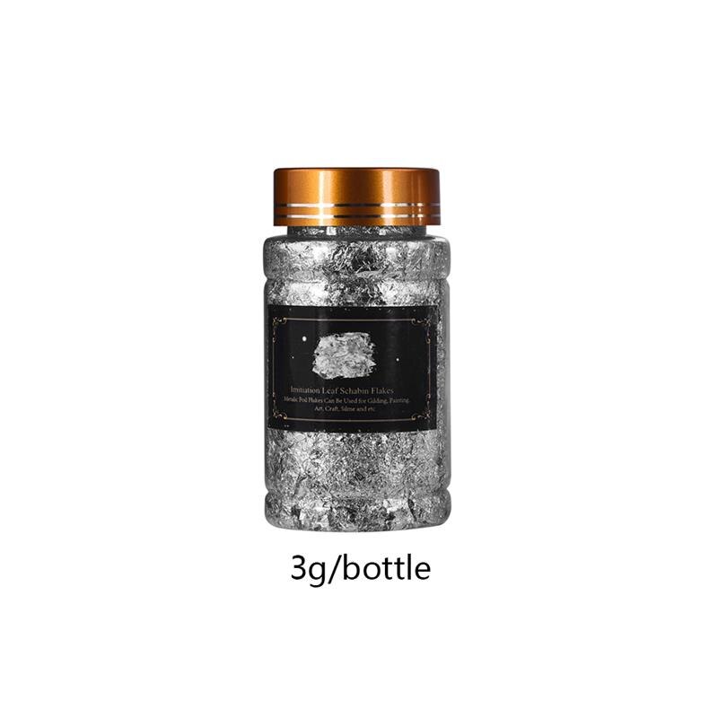 1 Bottle Gold Leaf Flakes Resin Filler Gold Silver Confetti Filling For DIY Epoxy Resin Craft Nail Art Foil Paper Jewelry Making: silver-3g