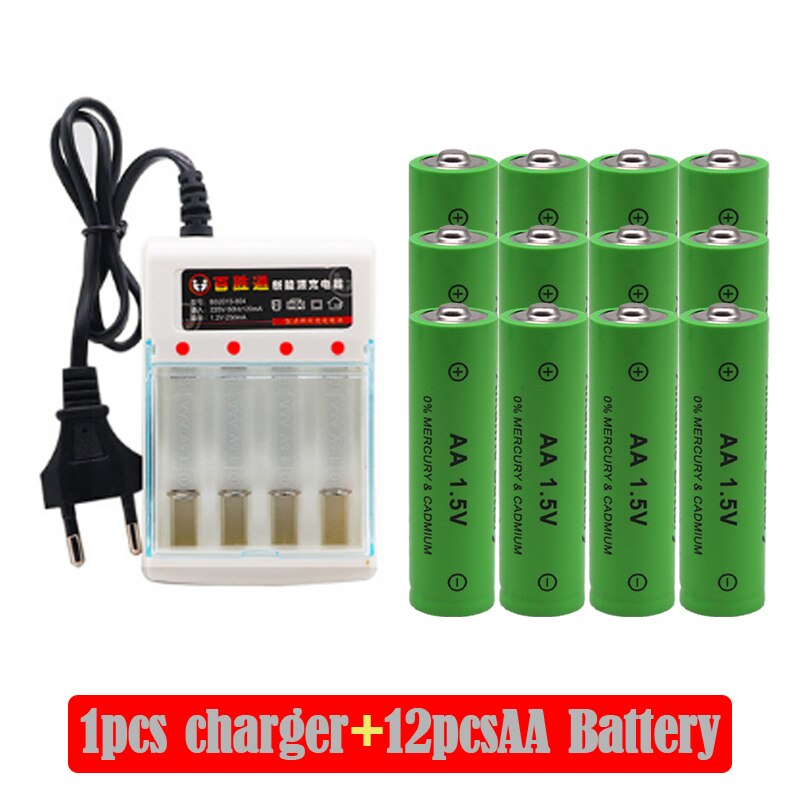 Piles alcalines rechargeables AA, 100% mAh, 4000 v, avec chargeur AA, nouvelle , 1.5: WHITE