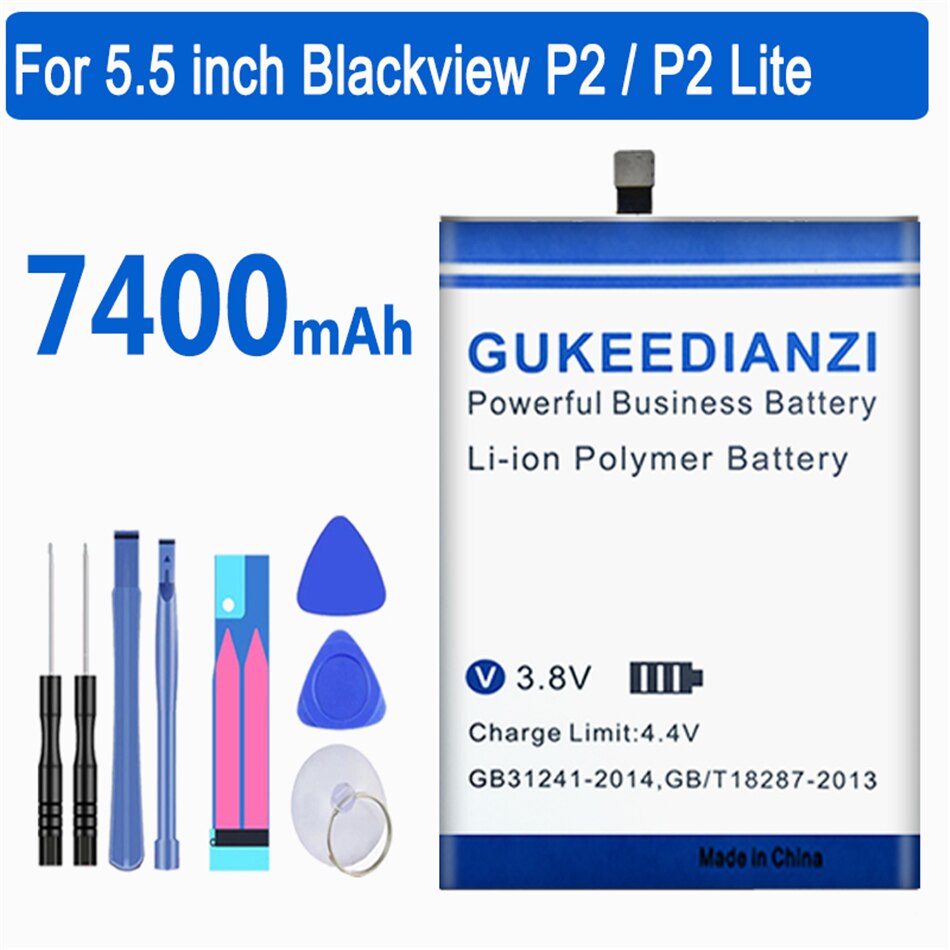 GUKEEDIANZI 7400mAh P 2 Replacement Battery For Blackview P2 / P2 Lite Mobile Phone Battery+Tracking Number