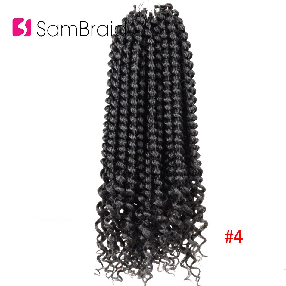 SAMBRAID 12 Inch Senegalese Spring Twist Hair Crochet Braiding Hair 60g/pack Loose Ends Synthetic Hair Extensions 12 roots/pack: #4 / 1Pcs/Lot