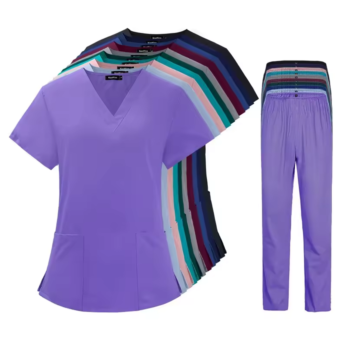 Kurzarm V-ausschnitt Anzug Frauen Solide Sommer Neue In Arbeit Kleidung Arzt Krankenschwester Pet Krankenhaus SPA Peeling Set Weibliche Medizinische Uniformen