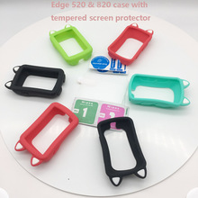 Funda protectora de goma de silicona para Garmin Edge 520 520plus 820, con película para pantalla templada, funda de gato de dibujos animados