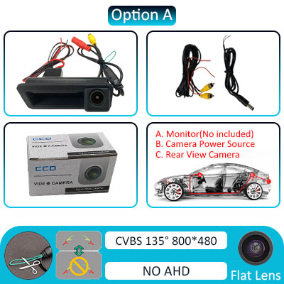 Wondefoo – caméra de recul 1080P AHD Version nuit, pour Ford Focus 2/3 Contour Fusion KUGA MK1 Fiesta ST Mondeo BA7 hatchback MK4: Static-135 de