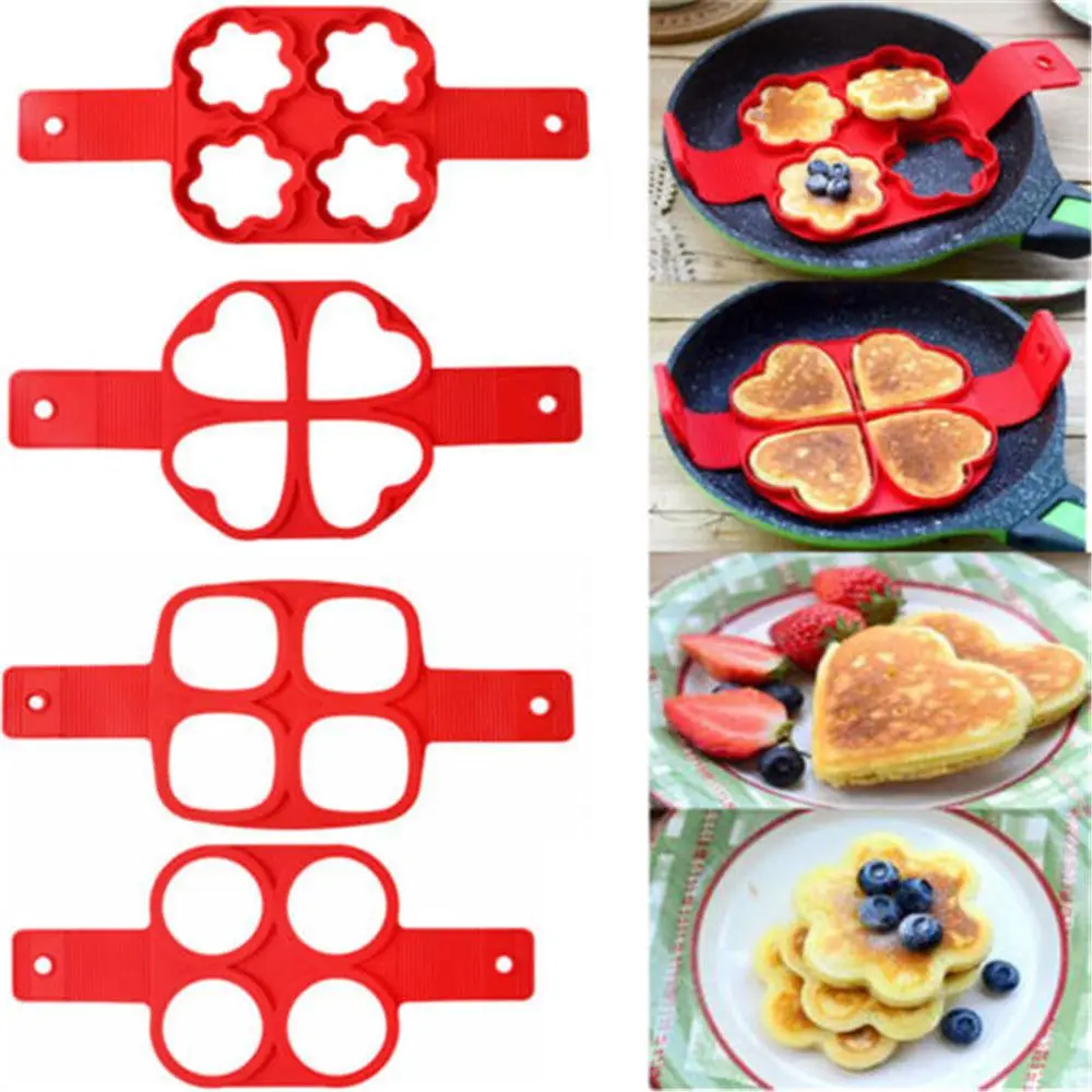 Eierpannekoek Ring Met Anti-Aanbaklaag Pannenkoekenmaker Vorm Siliconen Eierkoker Gebakken Eiervormer Omelet Mallen Voor Keuken Bakaccessoires