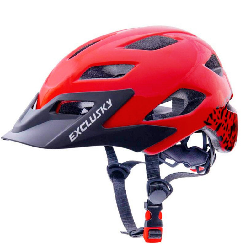 EXCLUSKY Kids Bike Helmet Child Size 50~57cm Fit for 5~13 Years Red Mtb Cycling Helmet Bicycle safety protection Sport Cap E: 02