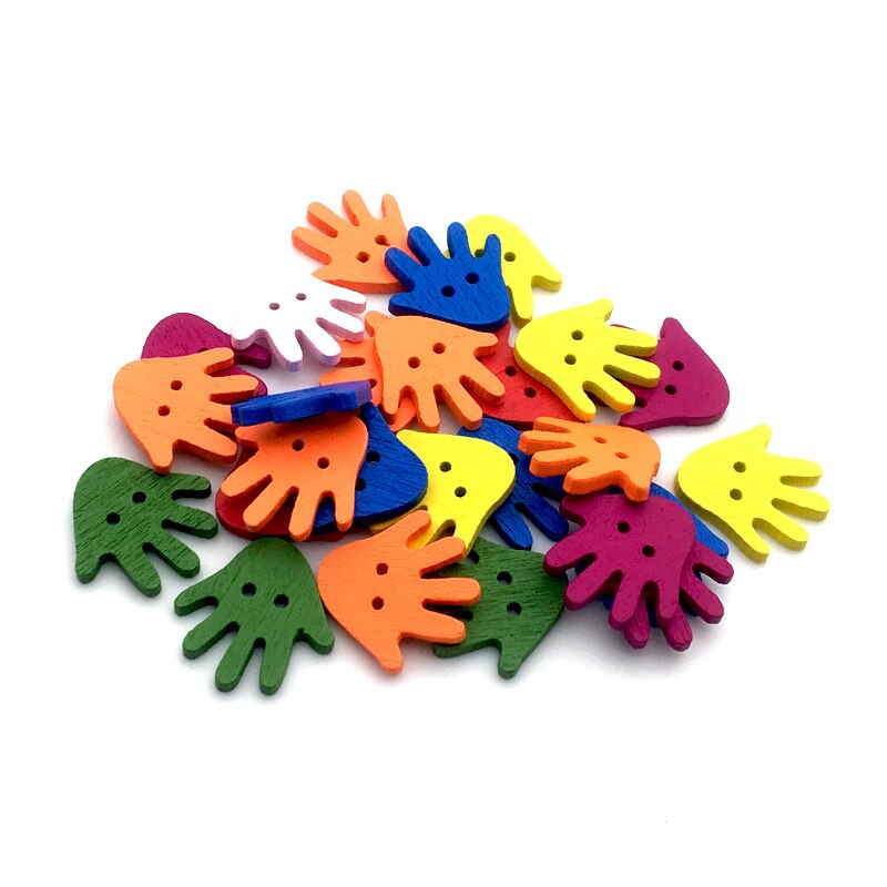 Vêtements de couture pour enfants, 50 pièces, 2/4 trous, boutons mixtes en bois, accessoires multicolores, forme mixte Animal/fleur, bricolage, Scrapbooking13-25mm