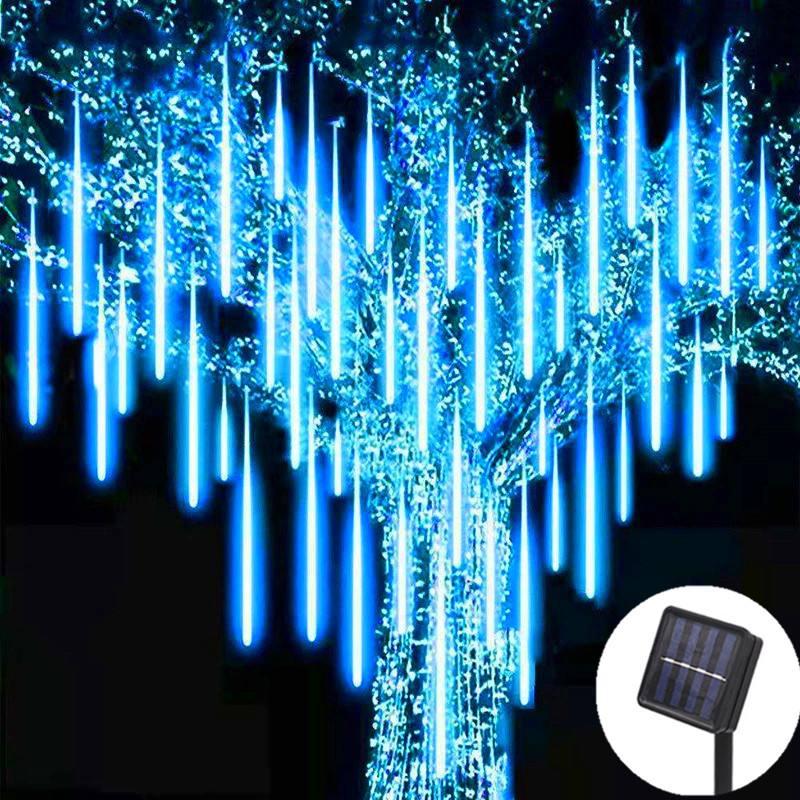 Solar LED Meteor Shower Lights Waterproof Snow Falling Outdoor String Lights for Garden Party Wedding Christmas Tree Patio Decor