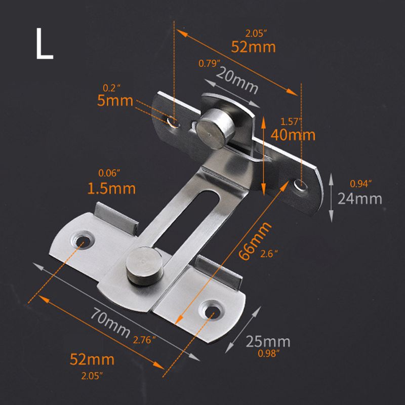 Stainless Steel Right Angle Locking Latch Sliding Barn Door Lock for Door Window