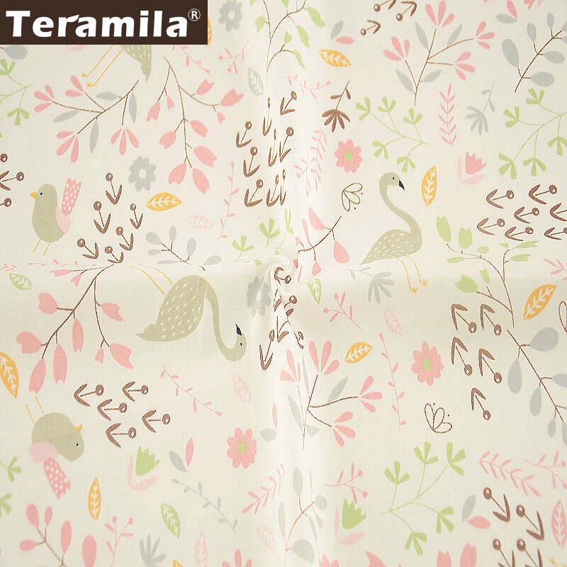 Teramila 100% Telas de Tecido Roupas DIY Material de Sarja de Algodão Tecido Rosa Tema Folhas e Animais Dos Desenhos Animados Estilo Scrapbooking