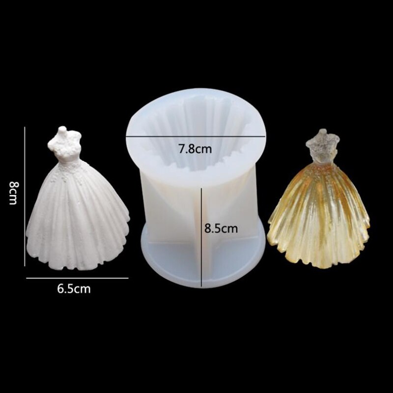 Molde de silicona de vela del vestido de boda molde de escayola de yeso DIY para de boda moldes de resina de vela de silicona