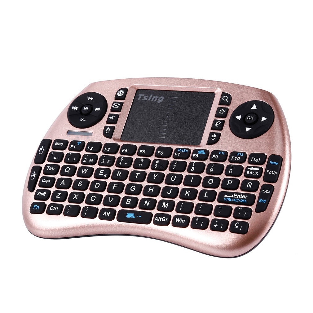 Portable Handheld Wireless Keyboard Touchpad Multi-media for TV Box Media TV PC Stick Laptop for Raspberry PI PS3 French Spanish: Spanish rose gold