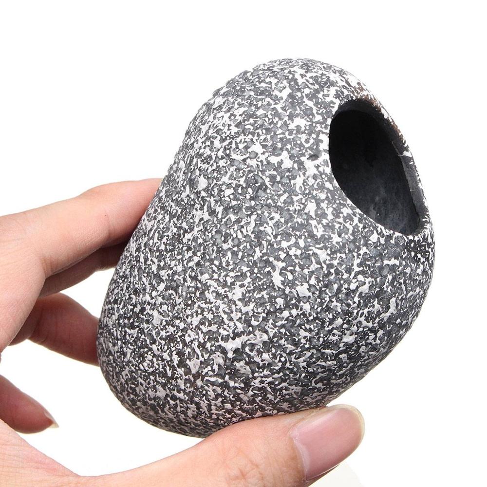 Aquarium Cichlid Stone Ceramic Rock Cave Aquarium Fish Tank Pond Shrimp Breeding Ornament Decor Accessory Decorative Marbles: 1Pcs