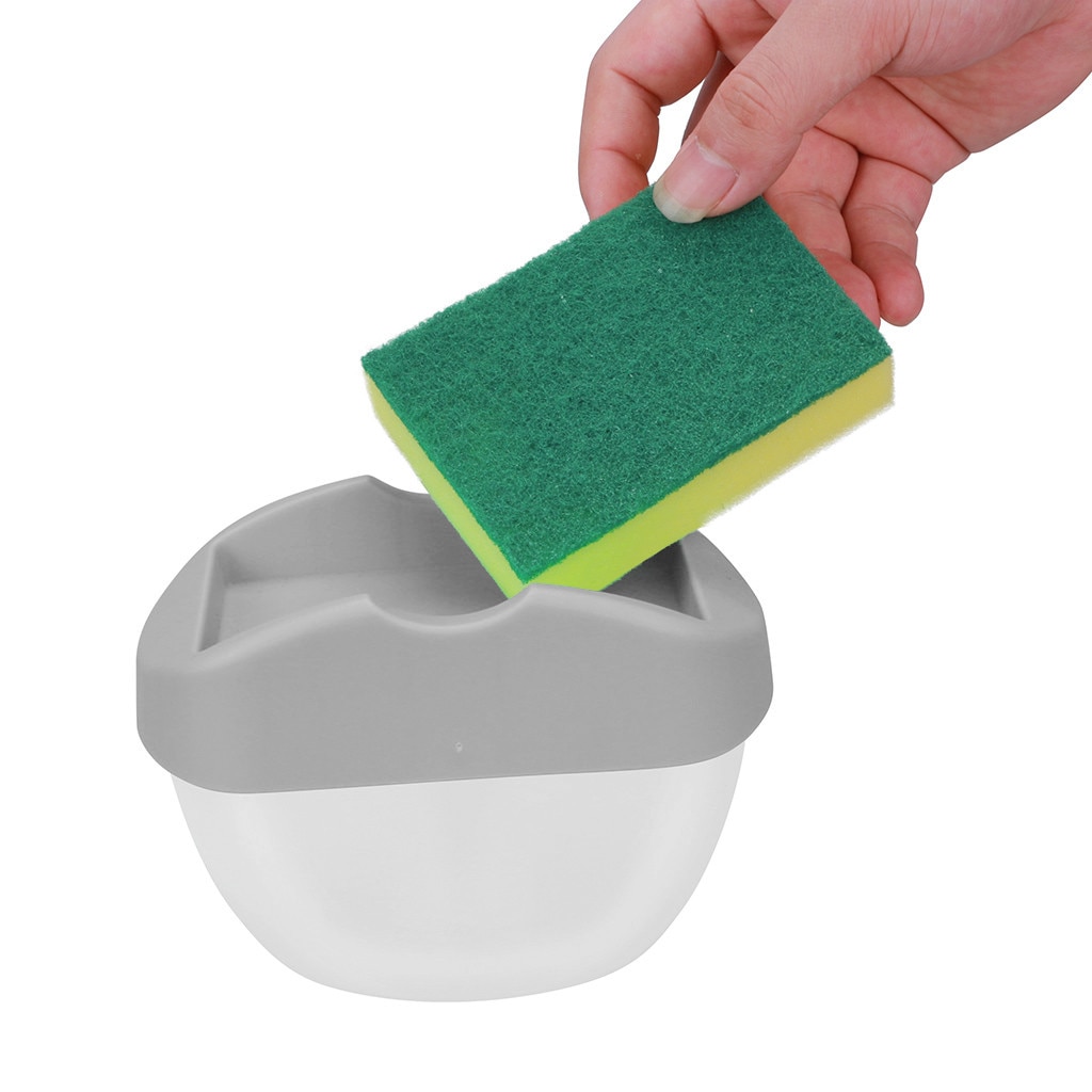 2-In-1 Pompen Zeepdispenser Met Spons Rack Dubbele Lagen Zeepkist Spons Afvoer Rack Plastic Keuken zeep Cleaner Container: Default Title