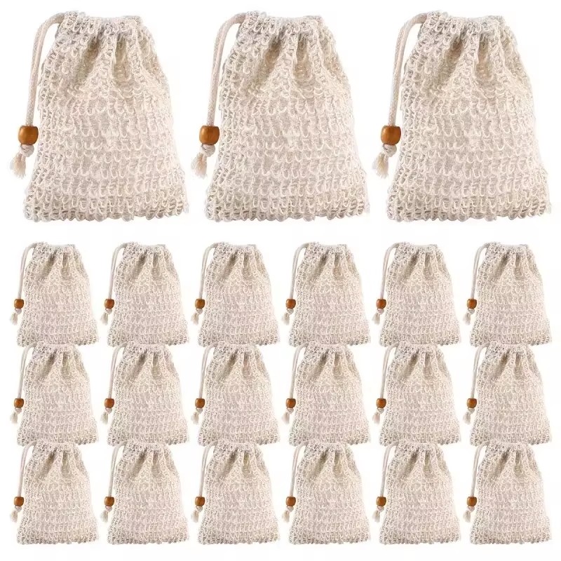 5–50 Stück natürliche Sisal-Seifenbeutel, Duschbad, Peeling-Seifenschoner, Beutelhalter für Bad und Dusche, Seifenverpackung, Netzbeutel: Rot