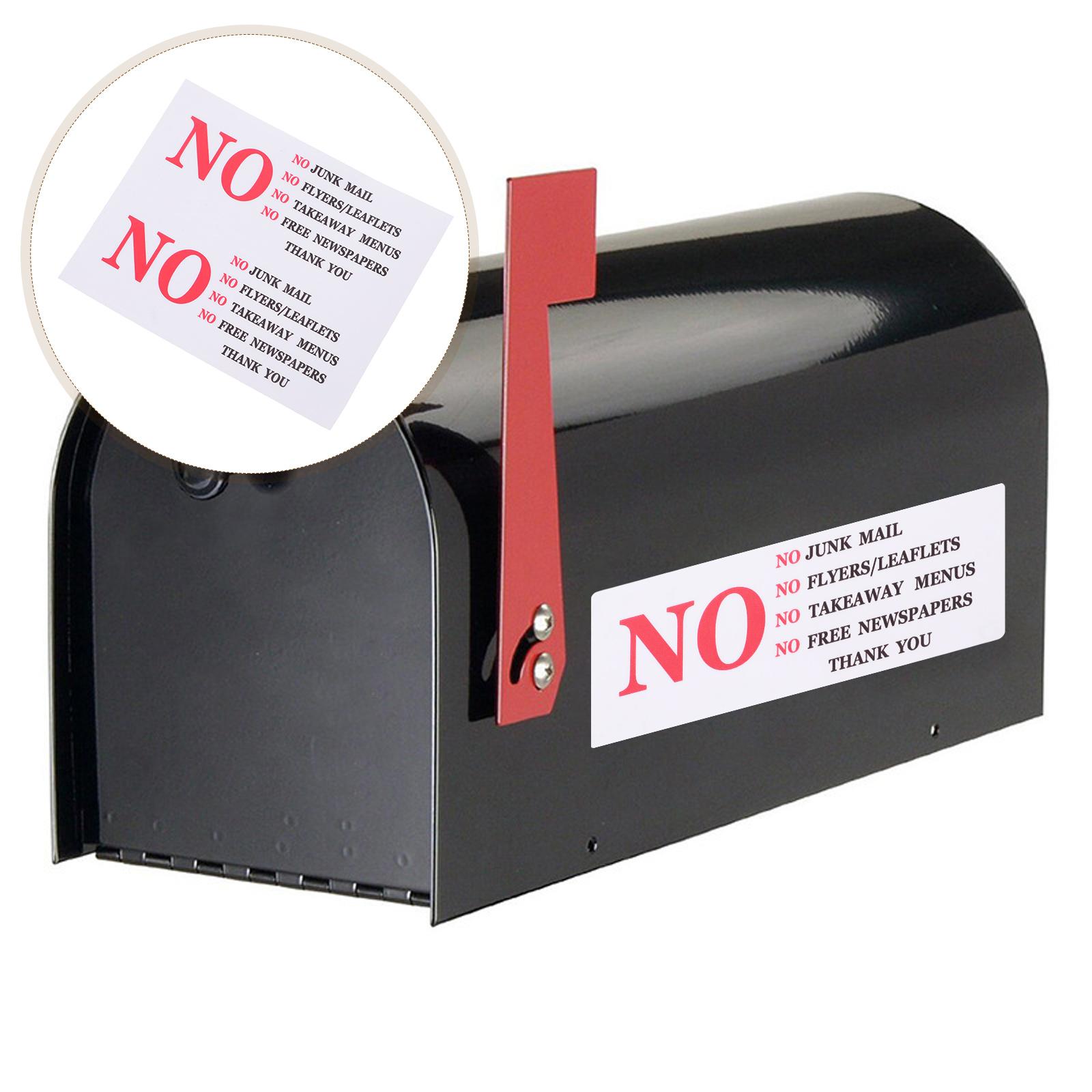 2Pcs Mailbox Warning Sticker No Junk Mail PVC Durable Adhesive Home Commercial Door Sign Functional Removable Weather Resistant