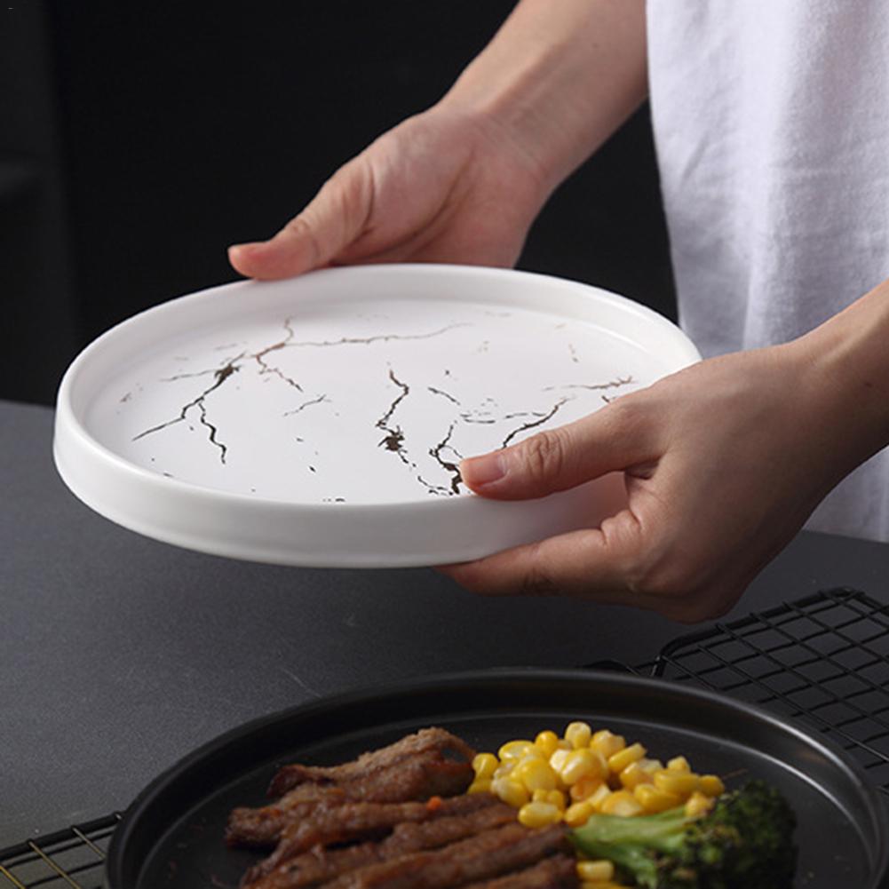 Nordisk stil marmor skål innovative hjem keramiske skål vestlige skål bøf plade sort bordservice morgenmad plade flad plade