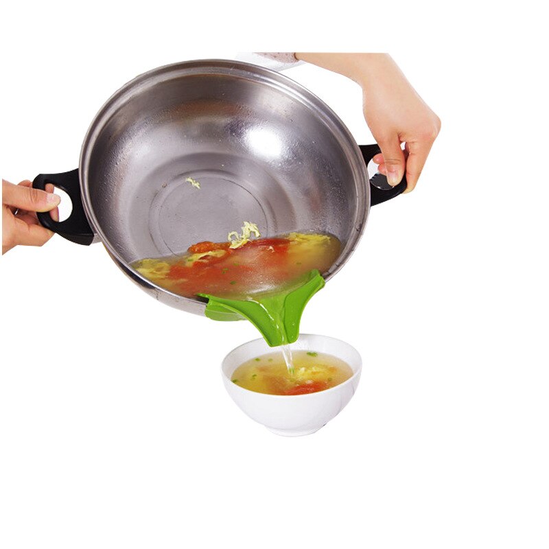 Passoire en silicone anti-déversement sur bec verseur de soupe entonnoir buse d'écoulement casserole outil anti-fuite ustensiles de cuisine utiles déflecteur de bord pour la cuisine
