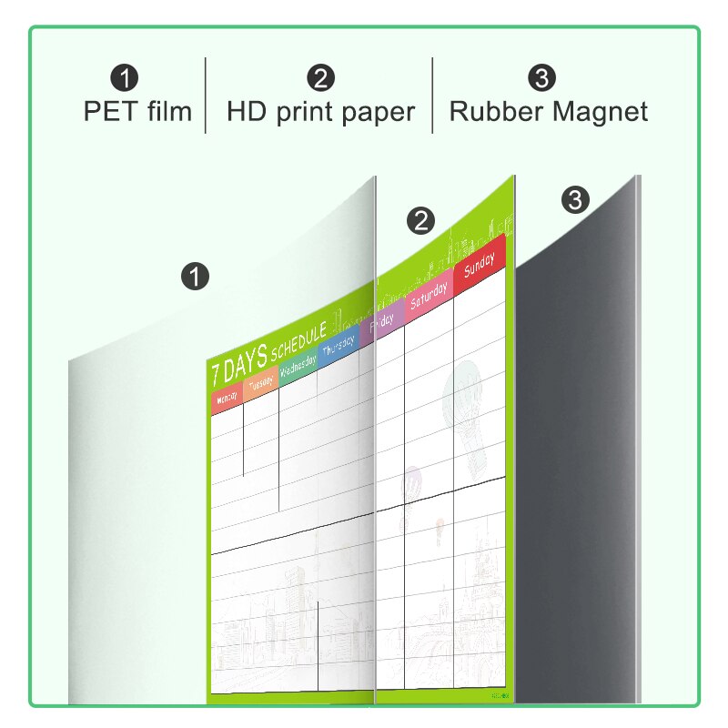 42*30cm veckoplanerare magnetisk whiteboard kontor skolkalender klistermärke raderbart kylskåp skriva ritning anslagstavla