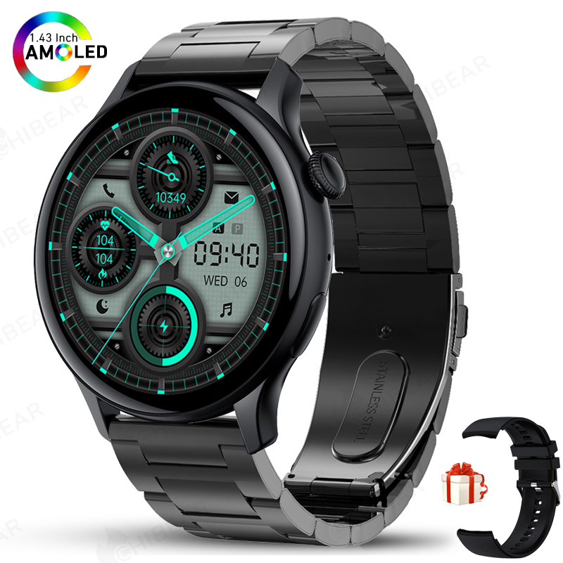Nowy smartwatch 2025 z ekranem prawdziwy AMOLED HD, monitorowaniem zdrowia kobiet, sterowaniem głosowym AI, połączeniami Bluetooth, kompatybilny z Androidem i iOS.: Żółty