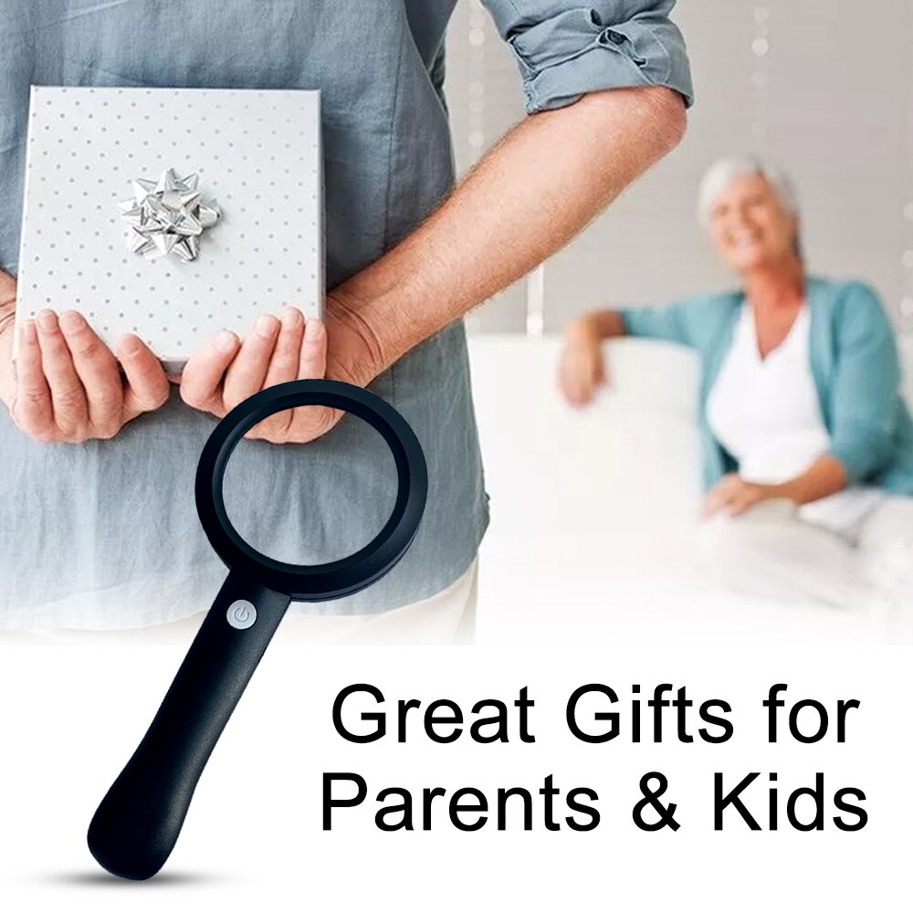 Magnifying Glass with Light, 6X Handheld Illuminated Magnifier Rechargeable 9 LED Lighted Magnifying Glasses for Seniors Reading