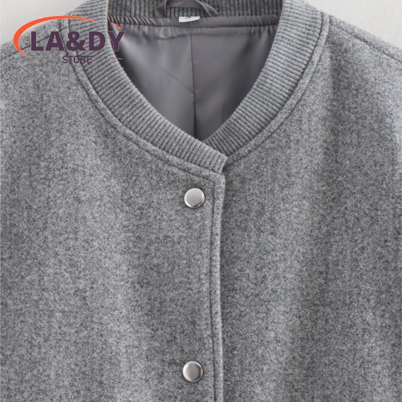 Giacca cappotto 2024 autunno donna moda sciolto monopetto colletto alla coreana femminile tinta unita Casual manica lunga tasche capispalla