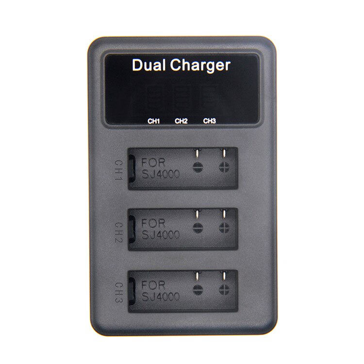 LCD 3 Port USB Charger voor SJCAM SJ4000 Batterij en SJ4000 SJ5000 SJ6000 SJ7000 SJ8000 SJ9000 SJ M10 Action Camera