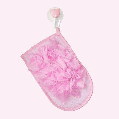 Hogar exfoliante baño esponja Wisp para ducha exfoliante doble cara limpieza corporal guantes para cepillar ducha baño toalla para masaje Ball: Rosa