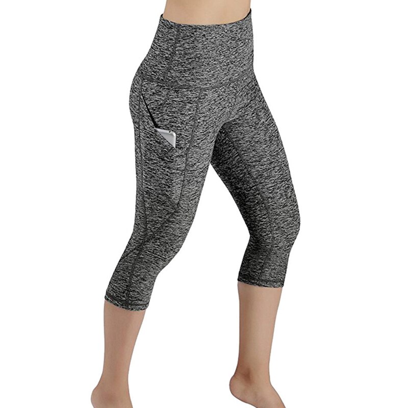 Women Yoga Shorts High Waist Gym Cycling Biker Cropped trousers Pants Sports Leggings Women Fitness Tight Elastic Yoga Pants: Gray / M