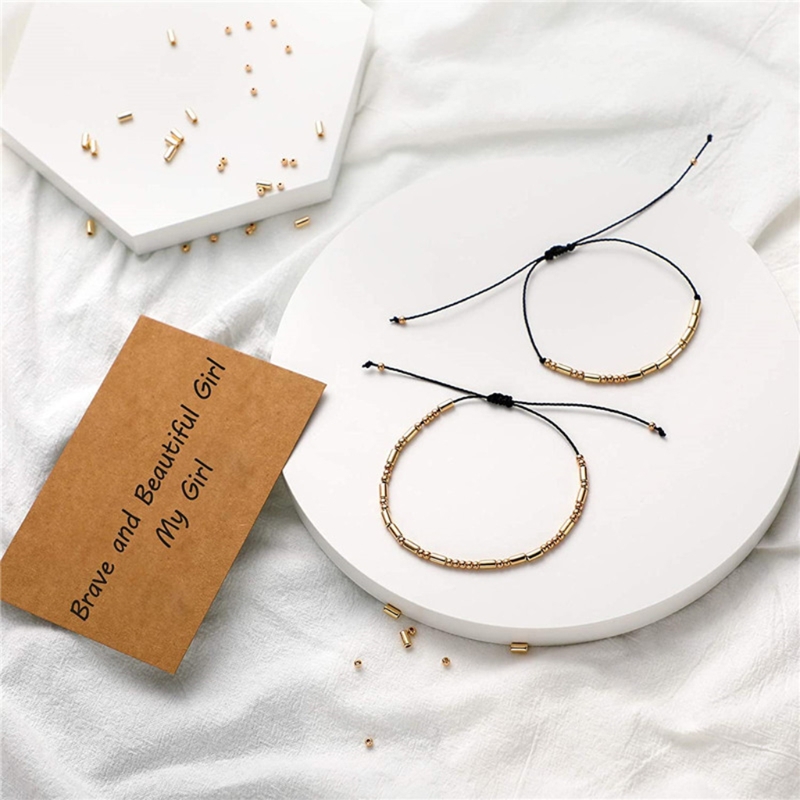 DIY Morse Code Bracelet Making Kit 400 Round Spacer Beads 400 Long Tube Beads 20 Morse Code Decoding Card 1Roll Wax Line