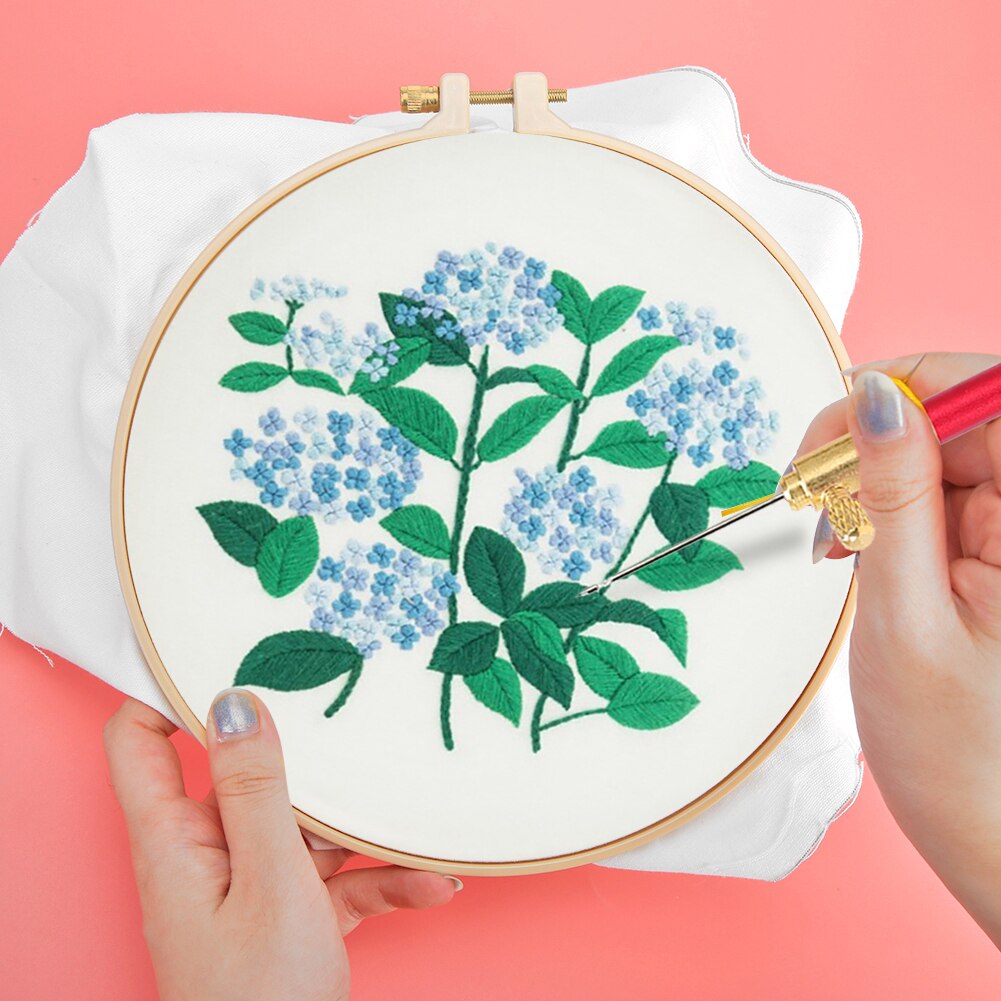 Broderi tambur hæklekrog med 3 nåle fransk hæklet broderi beading hoop 3 in 1 tambour sy håndværk hækling