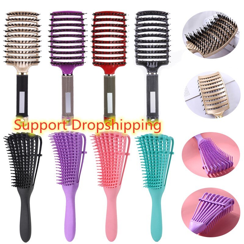Heiße Frauen Haar Pinsel Haar Kopfhaut Massage Kamm Borsten Nylon Mädchen Nassen Lockiges Detangle Haarbürste für Friseur Styling Werkzeuge