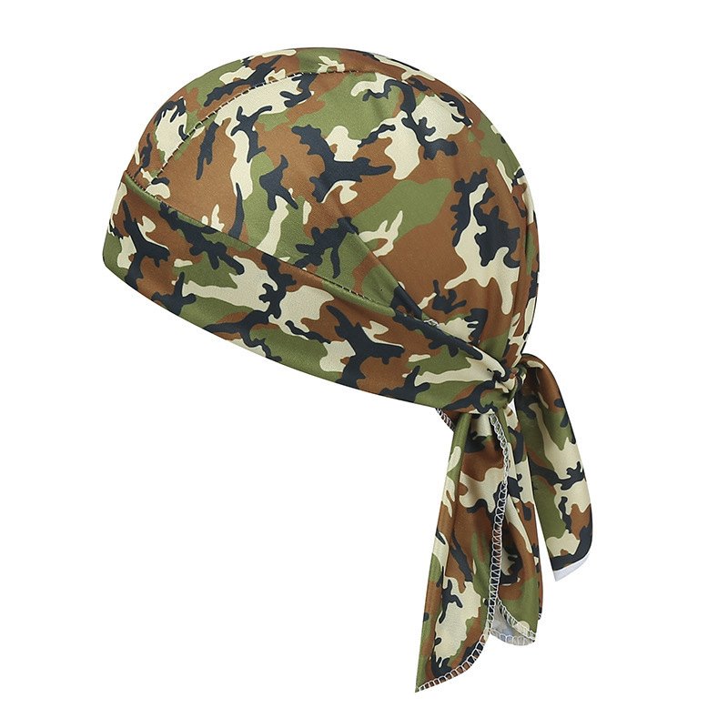 Camouflage Headband Bandana Handkerchief Head Man Pirate Hat Cycling Hood Sun Protection Sports Breathable Printed Headscarf: Red