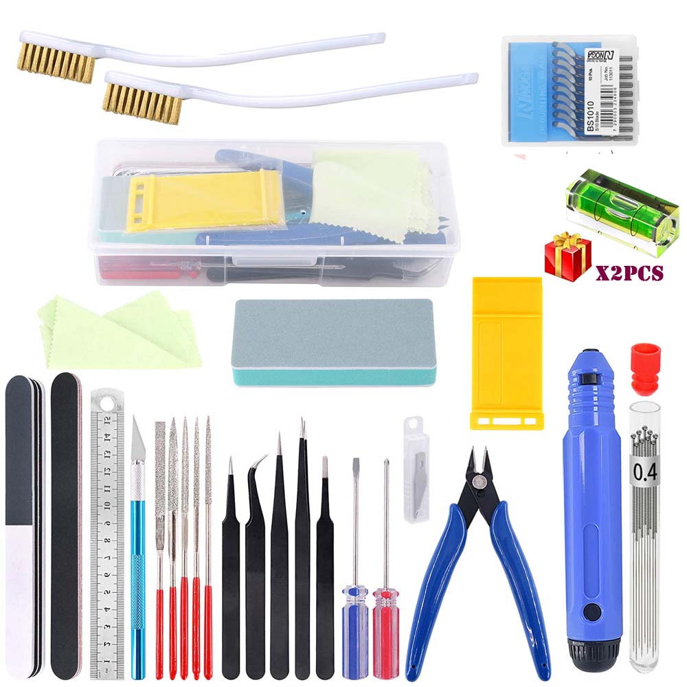 Kit de herramientas de impresora 3D de varios modelos, cuchillo de recorte, raspador, aguja de limpieza, pinzas, alicates, Kit de desbarbado, herramientas de impresión 3D DIY: Bronce
