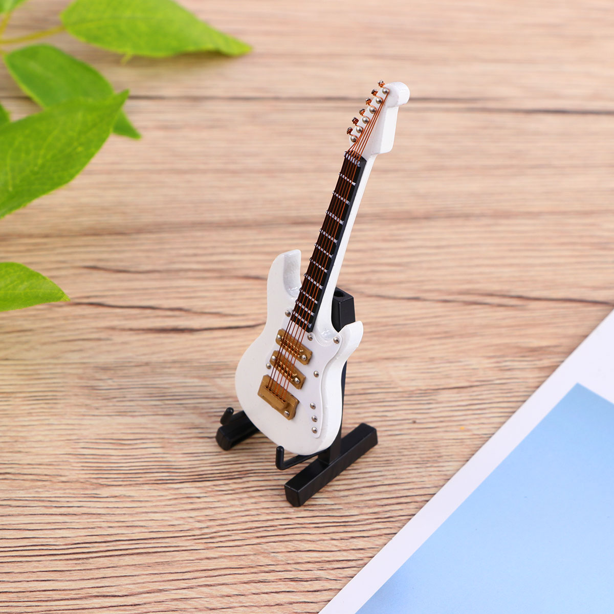 Wooden Miniature Electric Guitar with Stand and Ca... – Grandado