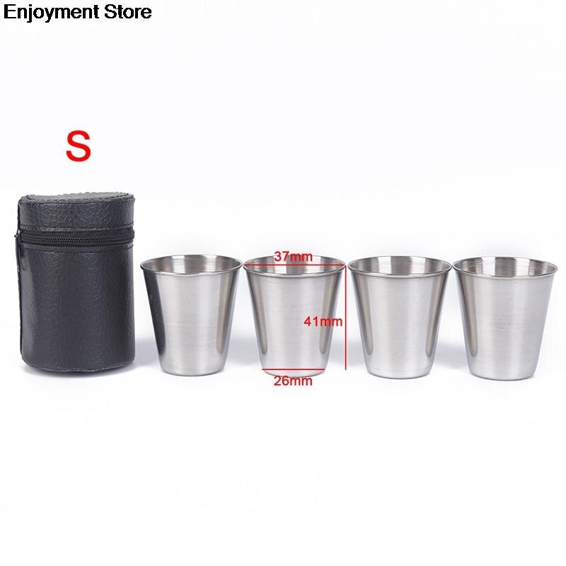 30Ml/70Ml/170Ml Outdoor Camping Cup Servies Reizen Cups Set Rvs Cover Mok Drinken koffie Thee Bier Met Case