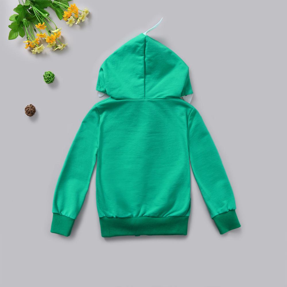 Spring and Autumn Toddler Kids Boys Girls Novelty Cartoon 3D Dinosaur Hooded Green Jackets Outerwear Zipper Casual Coats Z23$