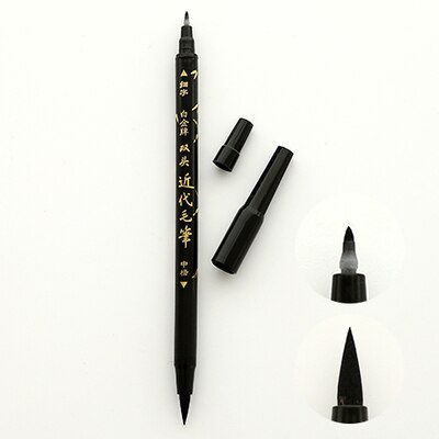 Platinum Calligraphy Brush Soft Tip Double Head Refillable Brush Pen with Ink Medium Tip Writing: Double Head
