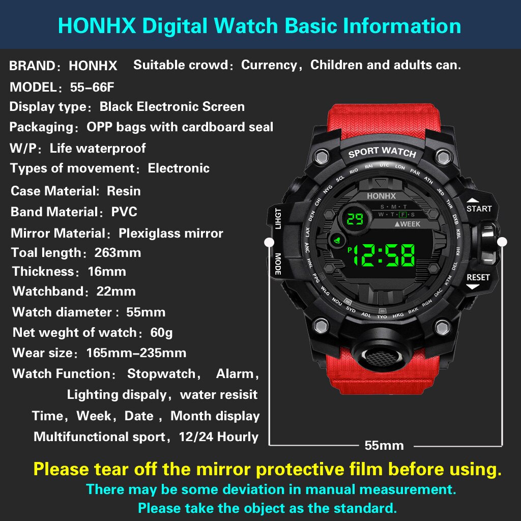 Reloj electrónico para deportes al aire libre para Hombre, pulsera Digital LED resistente al agua, de lujo e informal, con fecha