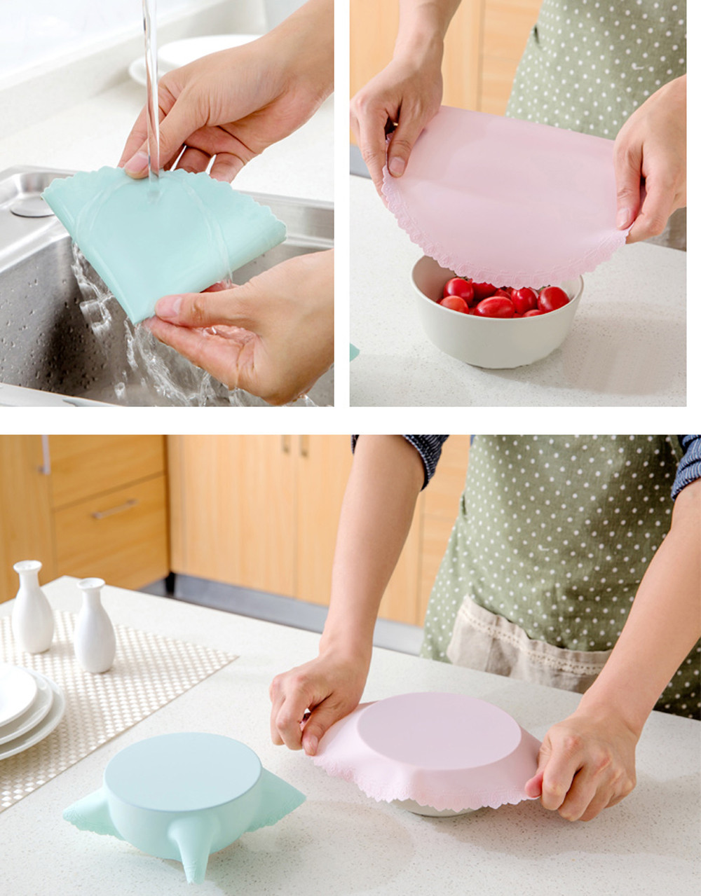 1pc 23cm kom deksel siliconen plasticfolie deksel magnetron oven koelkast verse kom afdichting siliconen deksel verse deksel hoes