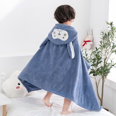 Baby Badjas Zachte Leuke Animal Cartoon Baby Deken Kids Hooded Badjas Peuter Baby Badhanddoek Deken Kinderen Kids Handdoek: Dark Blue / 70x140