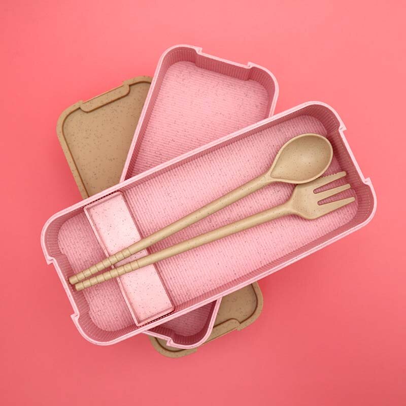 900ml Healthy Material 3 Layers Lunch Box Wheat Straw Bento Boxes Microwave Dinnerware Food Storage Container Lunchbox