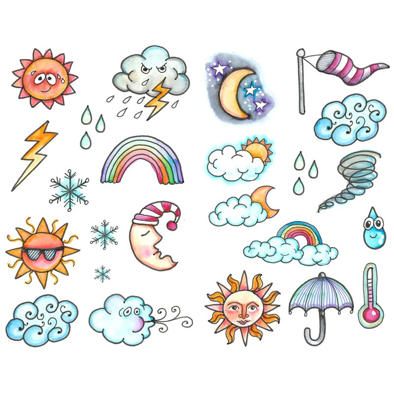 1 piezas tiempo de lluvia, sol, nube coreano precortado decoración pegatinas organizador de escritorio de la escuela suministros accesorios de oficina: PK422