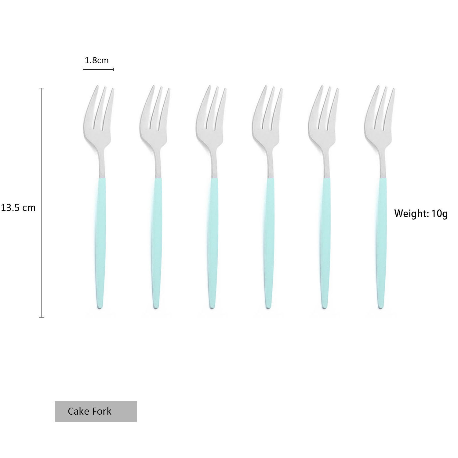 Juego de Mini tenedor para fruta, pastel, aperitivos, té de acero inoxidable, tenedor de fruta, tenedor de postre de arcoíris, tenedor pequeño dorado para ensalada, vajilla, 6 uds.: Verde claro
